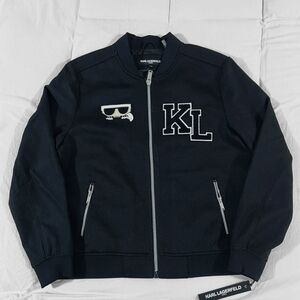 Men's Varsity Mixed Media Jacket XL Karl Lagerfeld